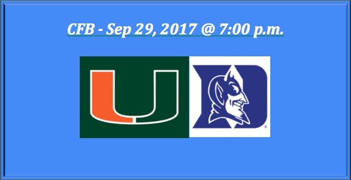 2017 Miami plays Duke college football pick