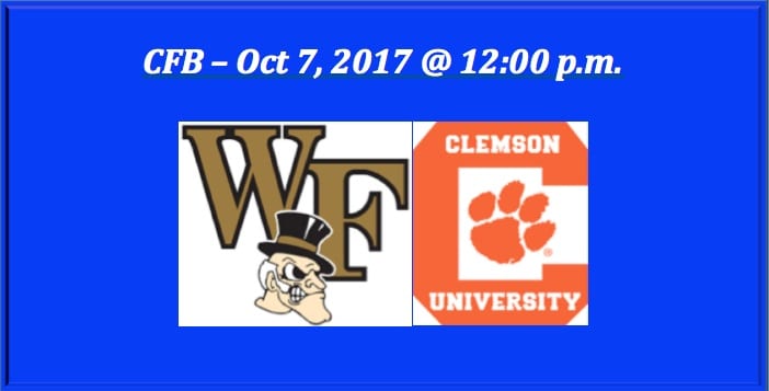 Wake Forest plays Clemson 2017 college football pick