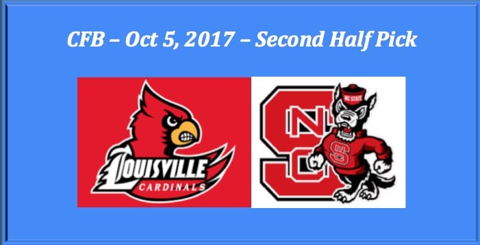 Louisville plays NC State 2017 College Football Second Half Pick