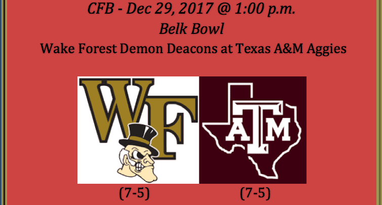 Wake Forest plays Texas A&M 2017 Belk Bowl pick