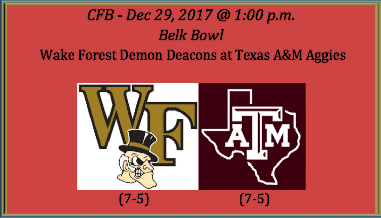 Wake Forest plays Texas A&M 2017 Belk Bowl pick