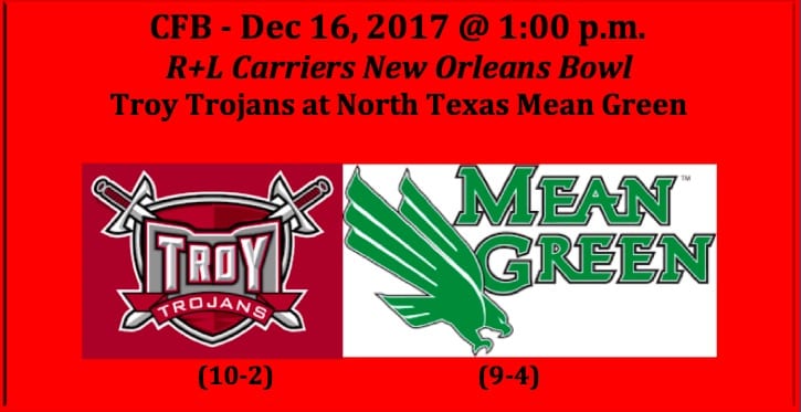 Troy Plays North Texas 2017 New Orleans Bowl Pick