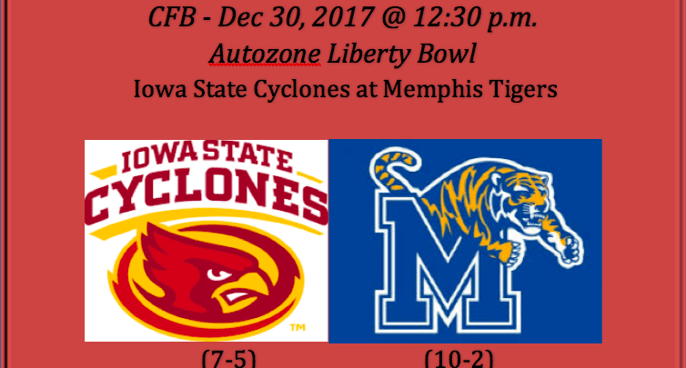 Iowa State plays Memphis 2017 Liberty Bowl pick