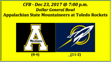 Appalachian State Plays Toledo Dollar 2017 General Bowl Pick