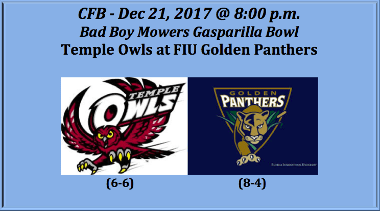 Temple Plays FIU 2017 Gasparilla Bowl Pick