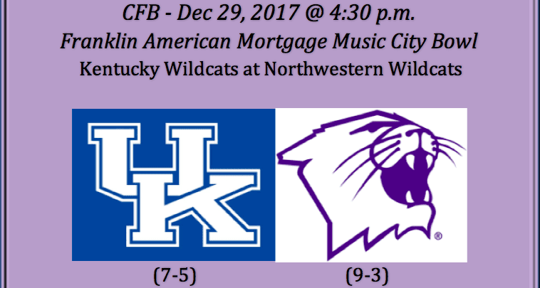 Kentucky Plays Northwestern 2017 Music City Bowl Pick