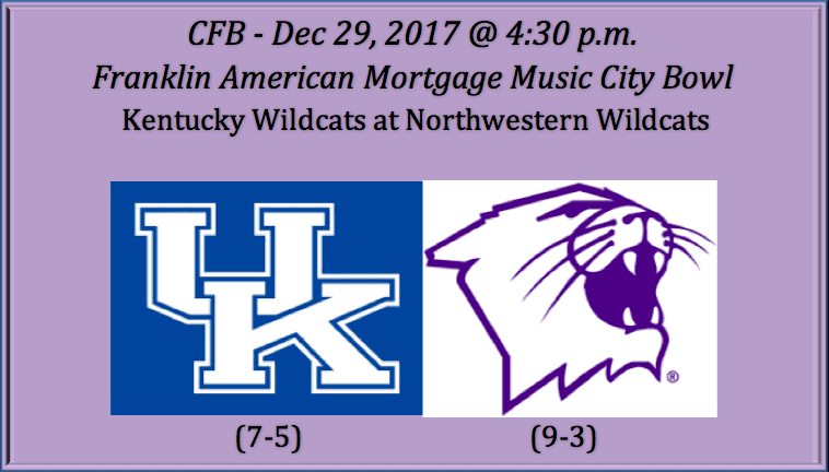 Kentucky Plays Northwestern 2017 Music City Bowl Pick