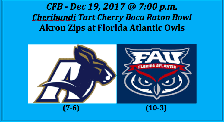 Akron plays Florida Atlantic 2017 Boca Raton Bowl pick
