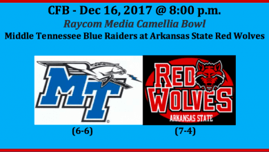 Middle Tennessee plays Arkansas State 2017 Camellia Bowl pick