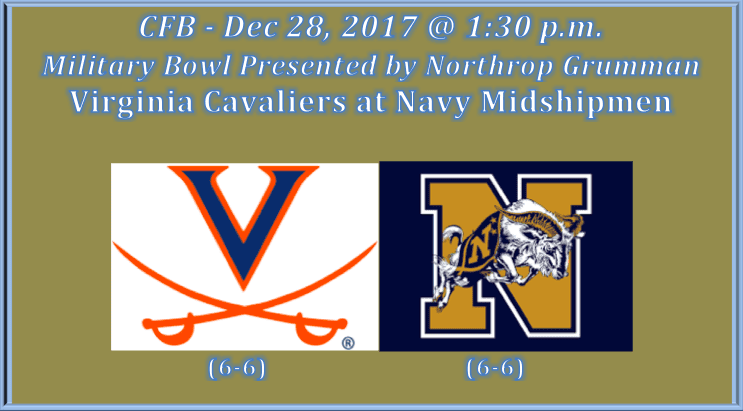 Virginia plays Navy 2017 Military Bowl pick