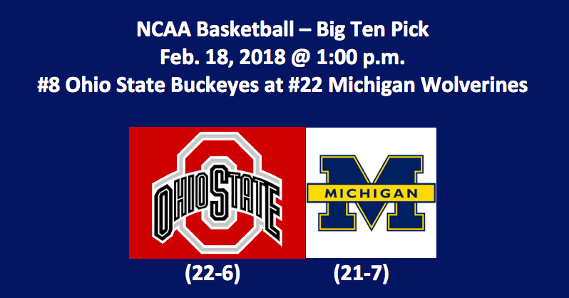 Ohio State Plays Michigan 2018 NCAA Basketball Big Ten Pick