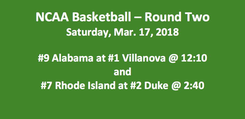 Round Two 2018 NCAA Tournament Saturday Picks