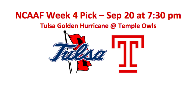 eek Four Tulsa Plays Temple NCAAF Pick