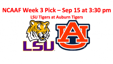 Week Three LSU Plays Auburn College Football Pick