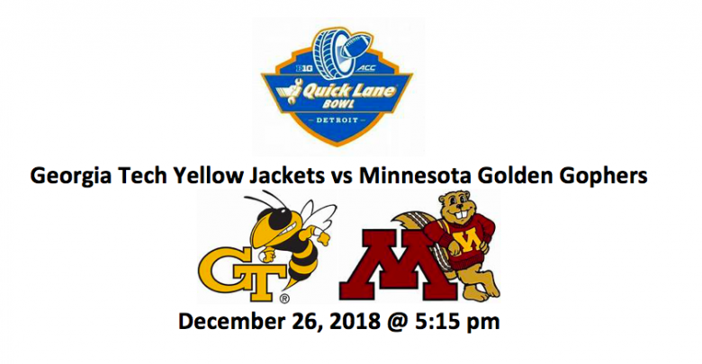 2018 Quick Lane Bowl Pick - Minnesota and Georgia Tech Logos