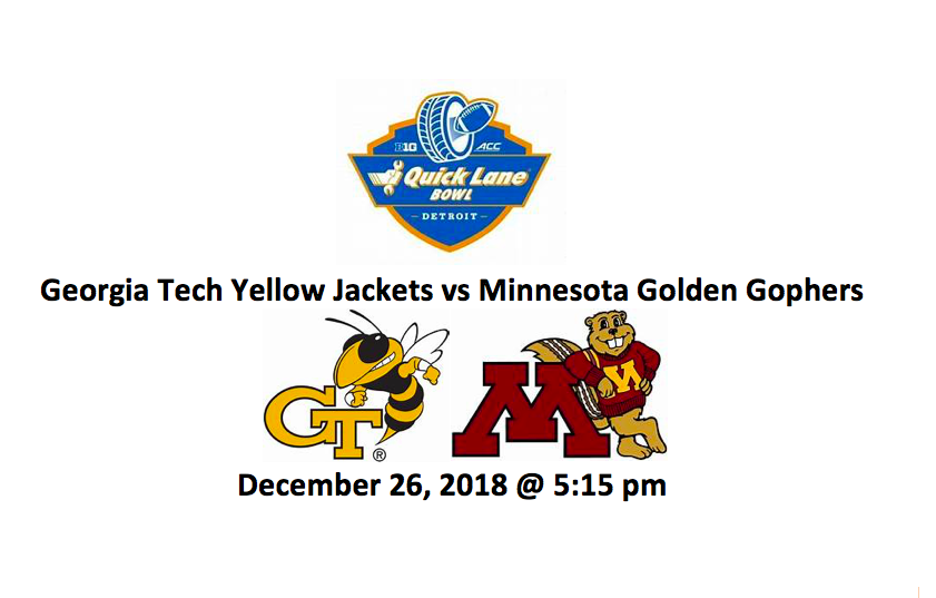 2018 Quick Lane Bowl Pick - Minnesota and Georgia Tech Logos