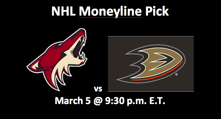 Coyotes vs Ducks Pick