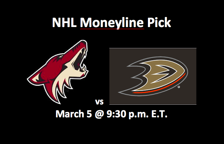 Coyotes vs Ducks Pick