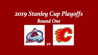 Avalanche vs Flames Playoff Preview and team logos