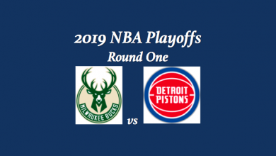 2019 Milwaukee Bucks vs Detroit Pistons preview with team logos