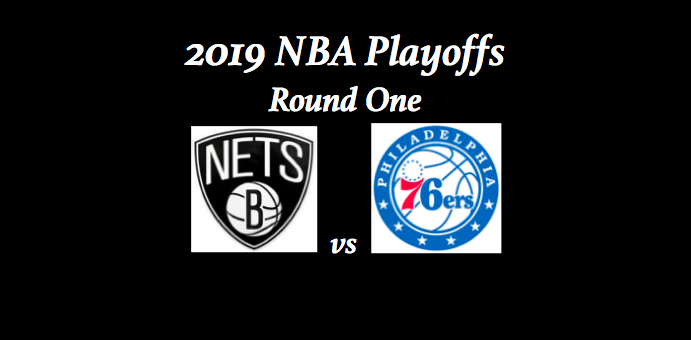 2019 Nets vs 76ers playoff preview header with team logos
