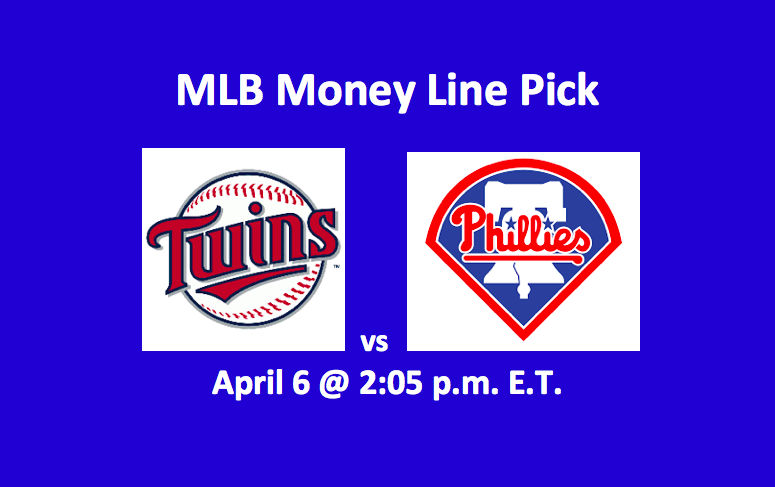 Minnesota Twins and Philadelphia Phillies logos for our Twins vs Phillies preview for April 6, 2019 at 2:05 pm