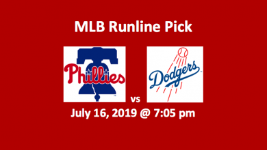 Philadelphia Phillies vs LA Dodgers Runline Pick - team logos and start time/date