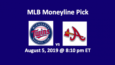 Minnesota Twins vs Atlanta Braves Moneyline - team logos and game date August 5 at 8:10 pm ET