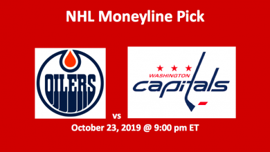 Oilers vs Capitals Moneyline Pick - team logos and time and date of game