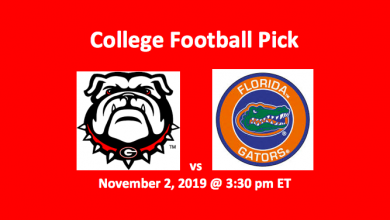 Georgia Bulldogs vs Florida Gators logos and game time, Nov 2 @ 3:30 pm ET.
