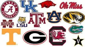 College Basketball Conference Preview 2020 with SEC team logos