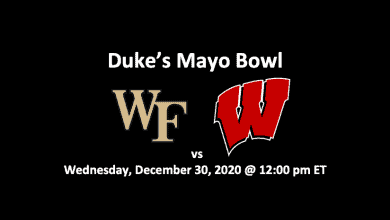 Wake Forest vs Wisconsin Pick 2020 header with team logos