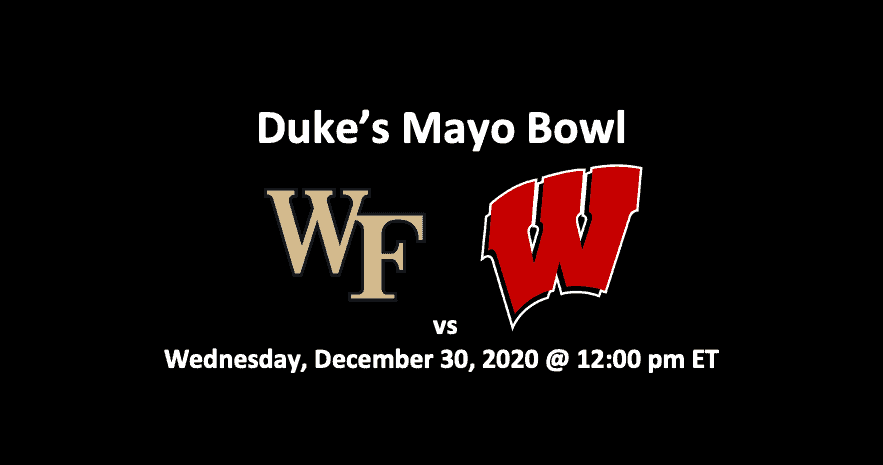 Wake Forest vs Wisconsin Pick 2020 header with team logos