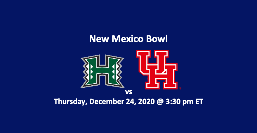 Hawaii vs Houston pick 2020 header with team logos