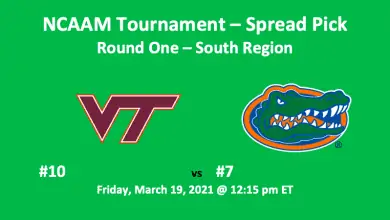 Virginia Tech vs Florida pick NCAAM 2021 Logos