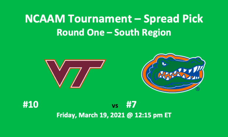 Virginia Tech vs Florida pick NCAAM 2021 Logos