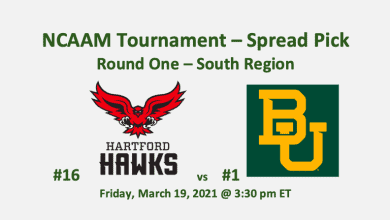 Hartford vs Baylor Pick - Logos - NCAAM Tournament