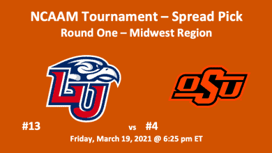 Liberty vs Oklahoma State Pick NCAAM logos